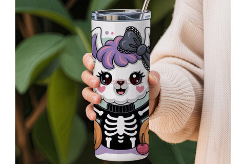Kawaii Halloween Llama 20oz Tumbler Wrap Sublimation DesignSVG 