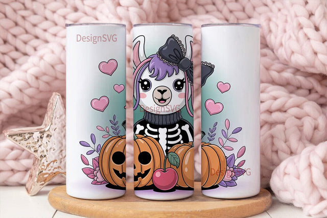 Kawaii Halloween Llama 20oz Tumbler Wrap Sublimation DesignSVG 