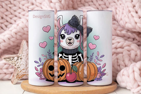 Kawaii Halloween Llama 20oz Tumbler Wrap Sublimation DesignSVG 