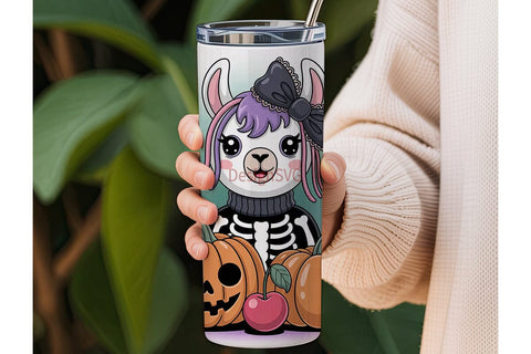 Kawaii Halloween Llama 20oz Tumbler Wrap Sublimation DesignSVG 
