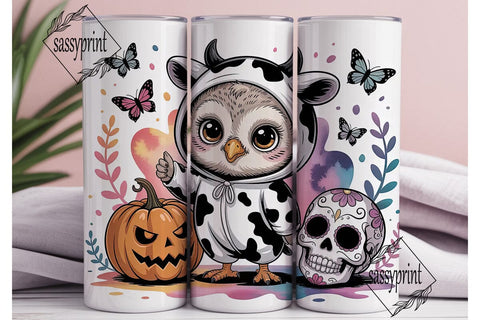 Kawaii Halloween Owl Tumbler Wrap Sublimation sassyprint 