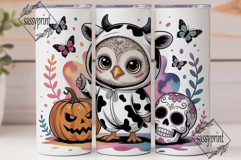 Kawaii Halloween Owl Tumbler Wrap Sublimation sassyprint 