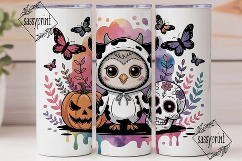 Kawaii Halloween Owl Tumbler Wrap Sublimation sassyprint 