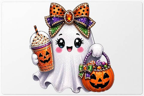 Kawaii Halloween PNG, Cute Ghost Cat Pumpkin Sublimation Design SVG BillahCrafts 