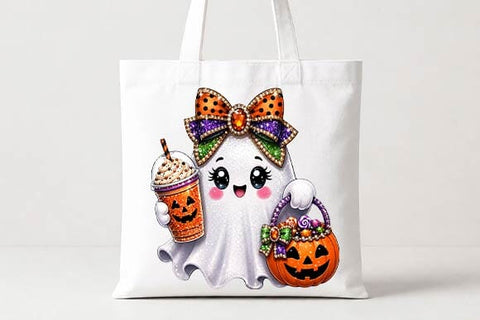 Kawaii Halloween PNG, Cute Ghost Cat Pumpkin Sublimation Design SVG BillahCrafts 