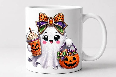 Kawaii Halloween PNG, Cute Ghost Cat Pumpkin Sublimation Design SVG BillahCrafts 