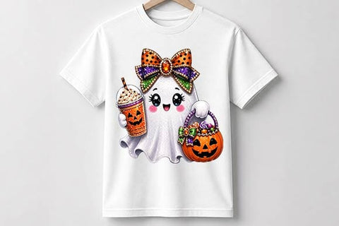 Kawaii Halloween PNG, Cute Ghost Cat Pumpkin Sublimation Design SVG BillahCrafts 