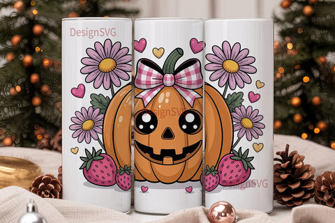 Kawaii Halloween Pumpkin 20oz Tumbler Sublimation DesignSVG 