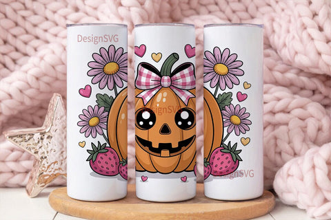Kawaii Halloween Pumpkin 20oz Tumbler Sublimation DesignSVG 
