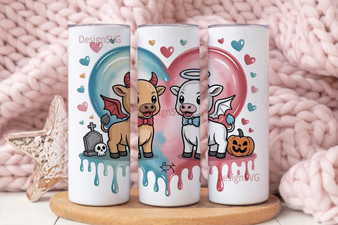 Kawaii Halloween Valentine Calves 20oz Sublimation DesignSVG 