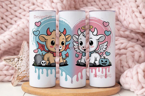 Kawaii Halloween Valentine Calves 20oz Sublimation DesignSVG 