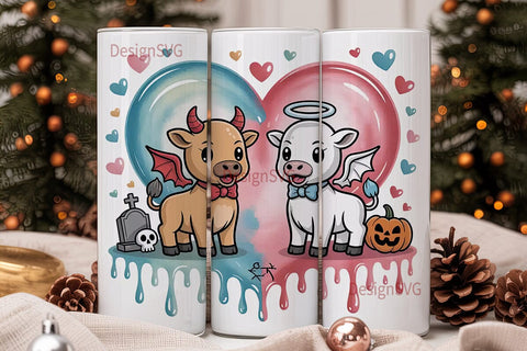 Kawaii Halloween Valentine Calves 20oz Sublimation DesignSVG 