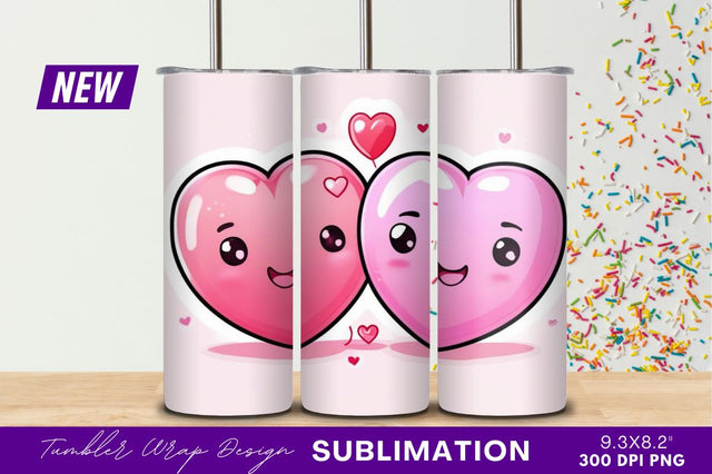 Kawaii heart characters love tumbler png Sublimation Regulrcrative 