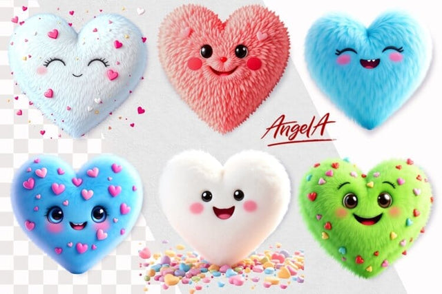Kawaii heart png clipart, fluffy texture, Valentine’s Day Sublimation Angelina Semenova 