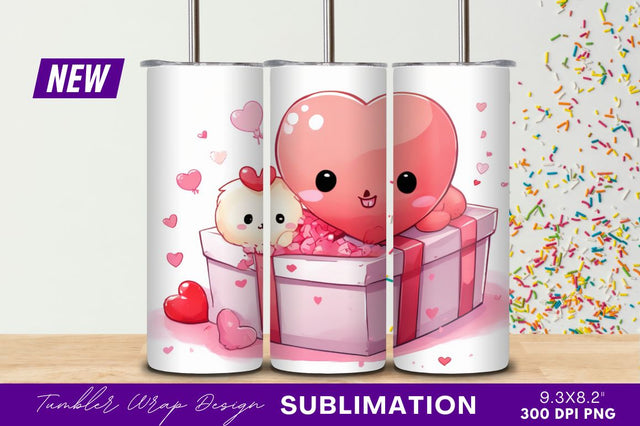 Kawaii Hearts In Box Valentines Day Illustration Sublimation Regulrcrative 