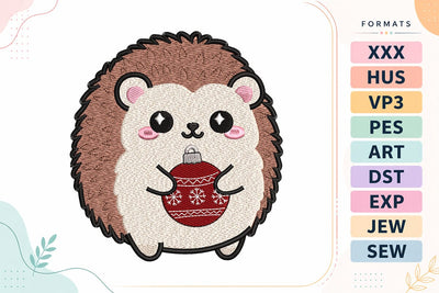 Kawaii Hedgehog Holding Ornament Christmas Embroidery Design Embroidery/Applique DESIGNS sg embroidery 