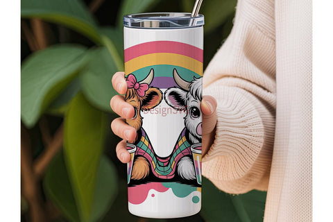 Kawaii Highland Cow Calves 20oz Tumbler Sublimation DesignSVG 