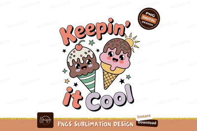 Kawaii ice cream cones with text cute Sublimation Designangry 