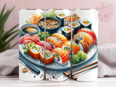 Kawaii Japanese Food Sushi Rolls 20oz Tumbler Wrap PNG, Straight & Tapered Tumbler Wrap, Sushi Tumbler Png, Instant Digital Download Sublimation Li Zamperini 