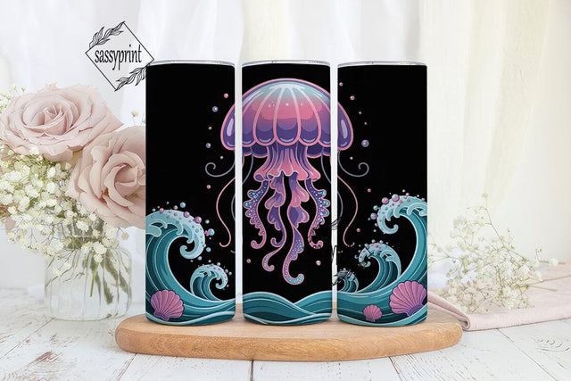 Kawaii Jellyfish 20oz Tumbler Wrap Sublimation sassyprint 