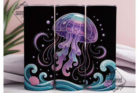 Kawaii Jellyfish 20oz Tumbler Wrap Sublimation sassyprint 