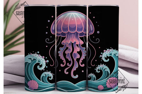 Kawaii Jellyfish 20oz Tumbler Wrap Sublimation sassyprint 