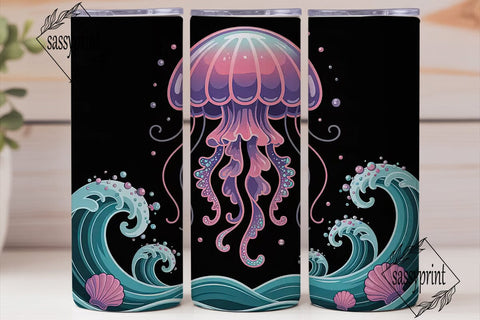 Kawaii Jellyfish 20oz Tumbler Wrap Sublimation sassyprint 