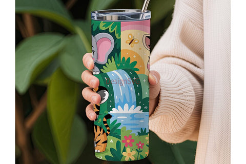 Kawaii Jungle Animals Tumbler Wrap Sublimation DesignSVG 