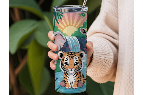 Kawaii Jungle Animals Tumbler Wrap Sublimation DesignSVG 