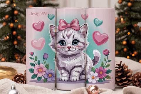 Kawaii Kitten 20oz Tumbler Wrap Sublimation DesignSVG 