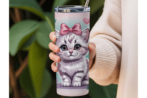 Kawaii Kitten 20oz Tumbler Wrap Sublimation DesignSVG 