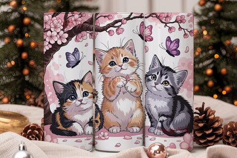 Kawaii Kittens 20oz Tumbler Wrap Sublimation DesignSVG 