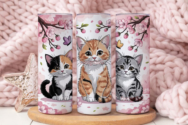 Kawaii Kittens 20oz Tumbler Wrap Sublimation DesignSVG 