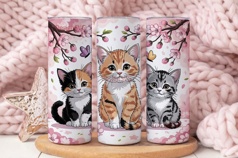 Kawaii Kittens 20oz Tumbler Wrap Sublimation DesignSVG 
