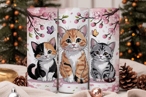 Kawaii Kittens 20oz Tumbler Wrap Sublimation DesignSVG 