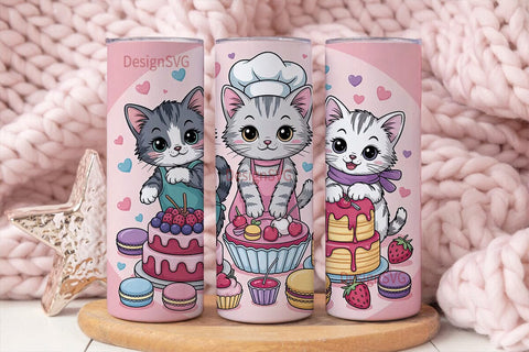 Kawaii Kittens & Sweets Tumbler Wrap Sublimation DesignSVG 