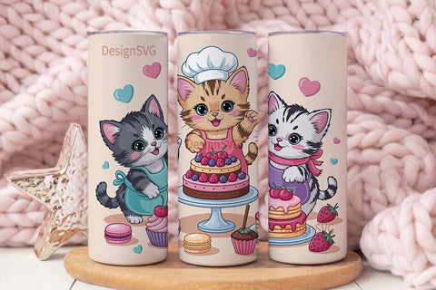 Kawaii Kittens & Sweets Tumbler Wrap Sublimation DesignSVG 
