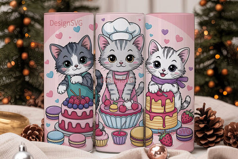Kawaii Kittens & Sweets Tumbler Wrap Sublimation DesignSVG 