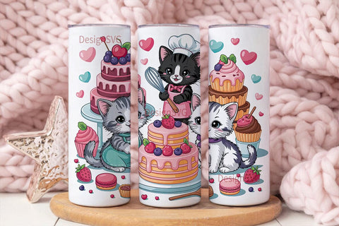 Kawaii Kittens & Sweets Tumbler Wrap Sublimation DesignSVG 
