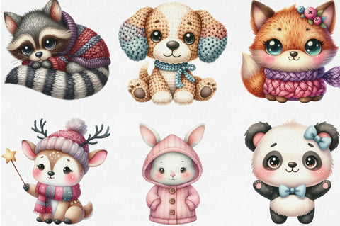 Kawaii Knitted Animals Clipart Sublimation SVGista 