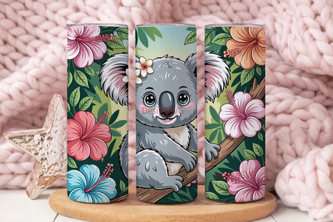 Kawaii Koala 20oz Tumbler Wrap Sublimation DesignSVG 