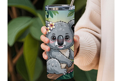 Kawaii Koala 20oz Tumbler Wrap Sublimation DesignSVG 