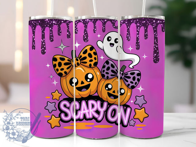 Kawaii Leopard Bow Ghost Tumbler Wrap, Leopard Bow Wrap, Pumpkin Ghost Cup, Halloween 20Oz Design, Cute Spooky Drinkware, Pastel Halloween Tumbler, Leopard Print Ghost Mug Sublimation ToriDesigns 
