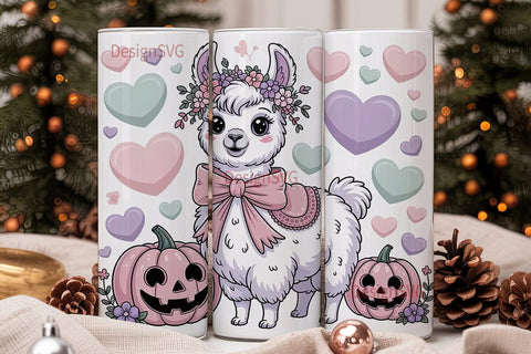 Kawaii Llama Halloween 20oz Tumbler Wrap Sublimation DesignSVG 