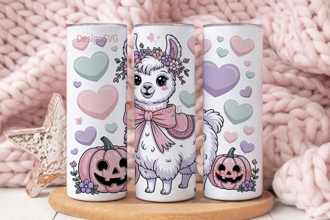Kawaii Llama Halloween 20oz Tumbler Wrap Sublimation DesignSVG 