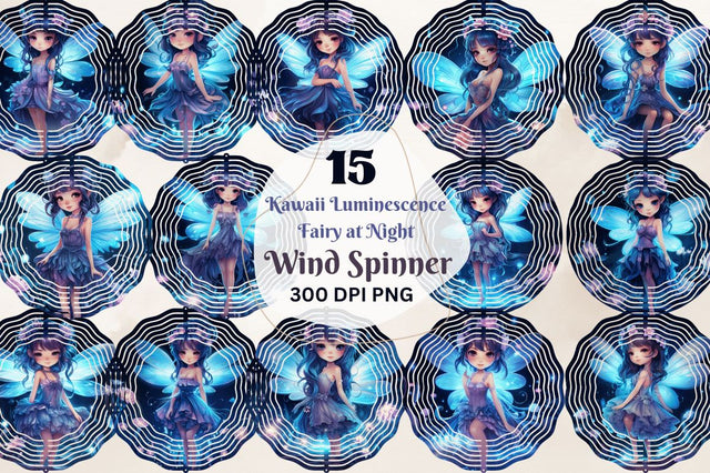 Kawaii Luminescence Fairy at Night Wind Spinner Sublimation Regulrcrative 