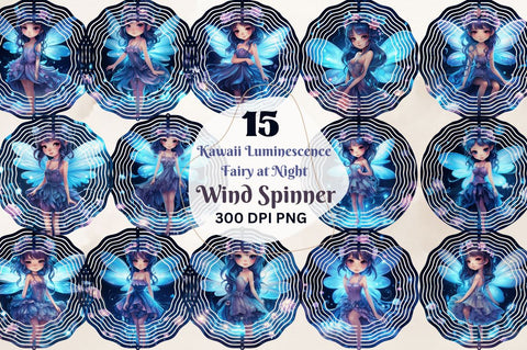 Kawaii Luminescence Fairy at Night Wind Spinner Sublimation Regulrcrative 