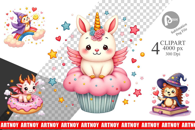 Kawaii Magic Critters Clipart Sublimation artnoy 