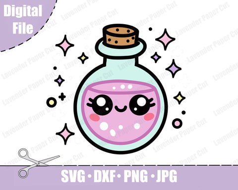 Kawaii Magic Potion Bottle Layered SVG, Witch Potion, Halloween SVG, Pink Potion, Cut file for Cricut and Silhouette SVG Lavender Paper Cut 