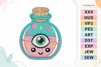 Kawaii Magic Potion Eye Embroidery Design Embroidery/Applique DESIGNS sg embroidery 